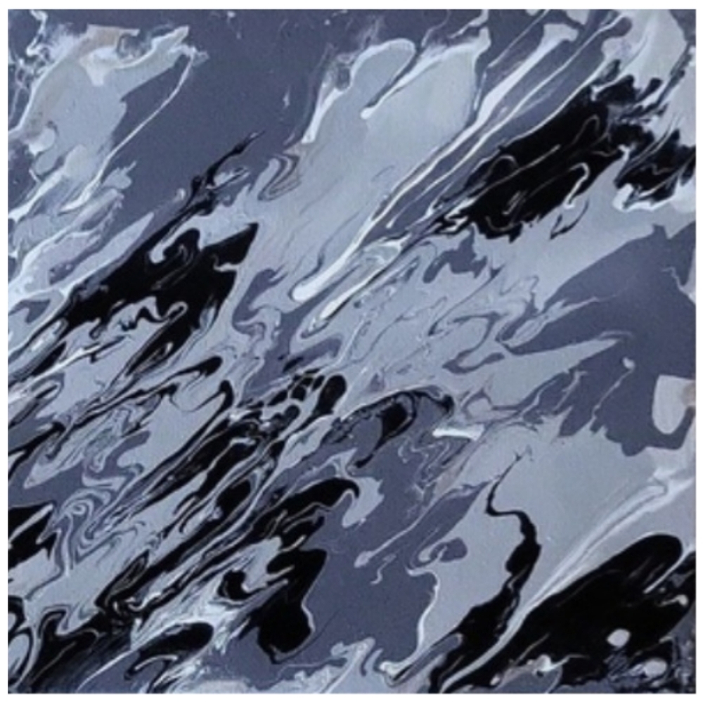 Gray Black and White Abstract Design 12 x 12 Inches Canvas Painting